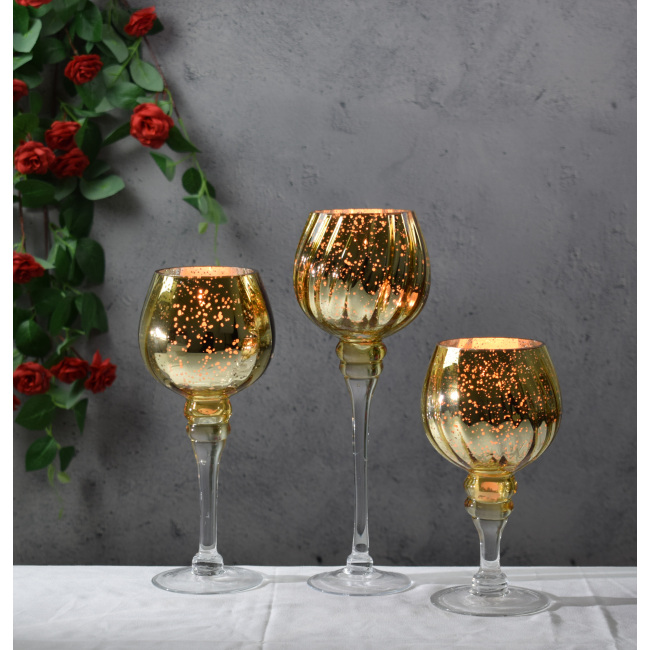 gold wine glass candle holder for wedding event decoration